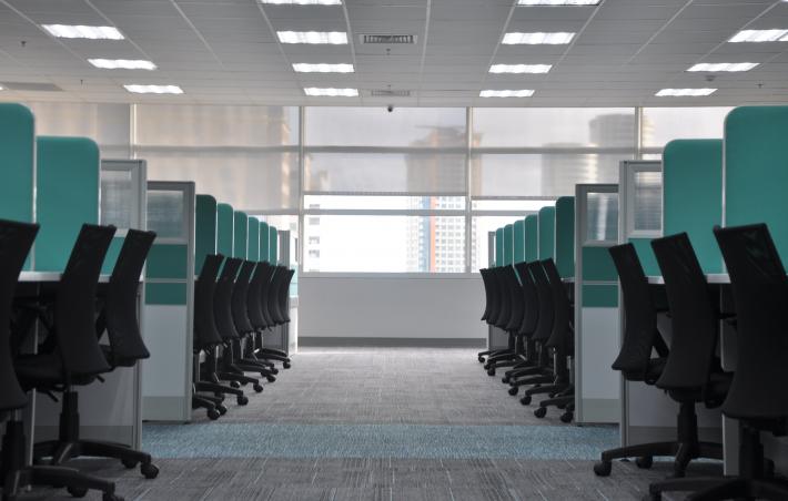 Cubicles in an office space
